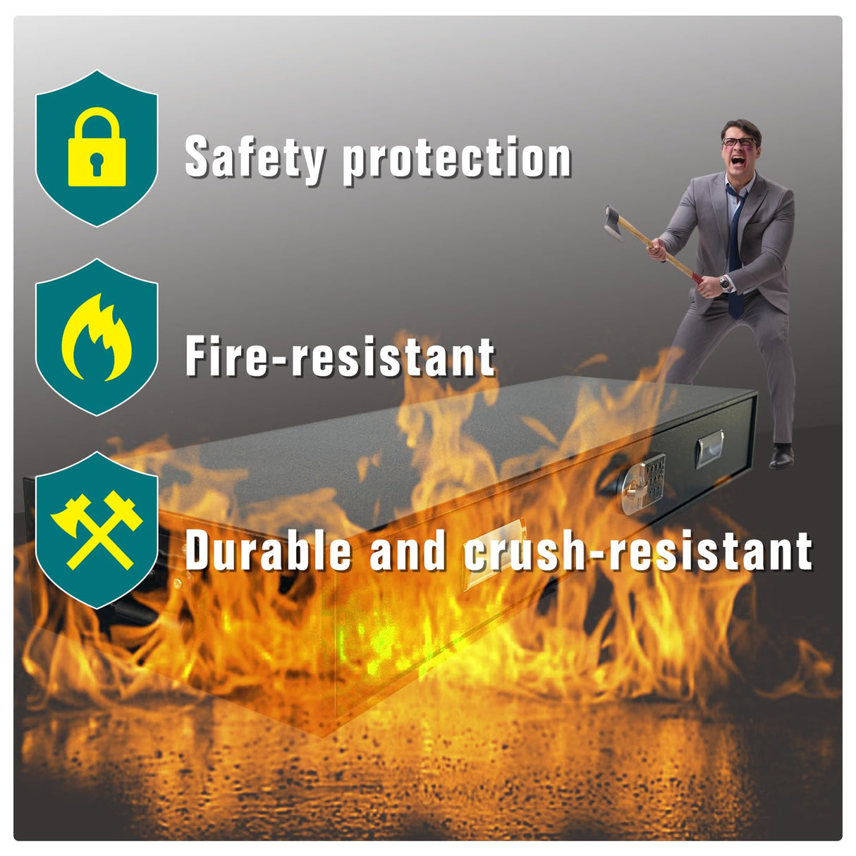 Under Bed Gun Safe Drawer for AR Rifle - Long Storage Case for Car Trunk Gun Storage - Rifle Safes for Home Rifle and Pistols, Horizontal and Vertical Gun Safe | 43.3‘’L x 13.8''W x 5''D Metateel