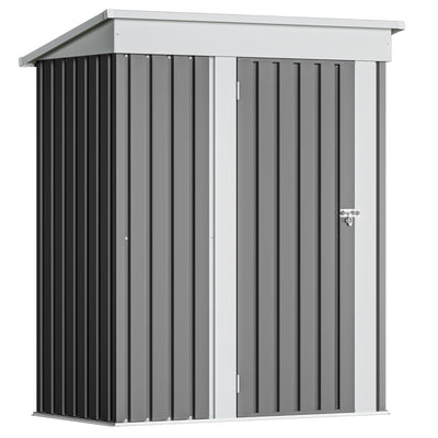 Devoko Outdoor Storage Shed 5 x 3 FT Lockable Metal Garden Shed Steel Anti-Corrosion Storage House with Single Lockable Door for Backyard Outdoor Patio (Gray)