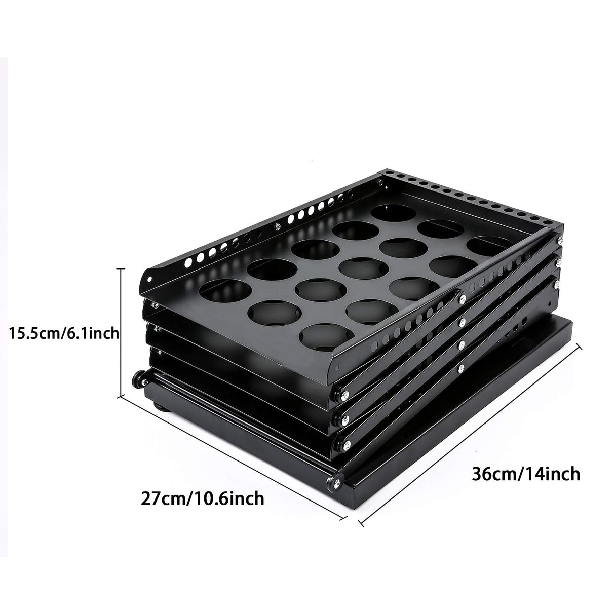 Polmart 4-Tier Brochure Stand. Heavy Literature Display Magazine Rack with Adjustable Pockets. Portable Collapsible Design with Carry Bag for Trade Shows, Offices, Retail Stores (Black) Polmart