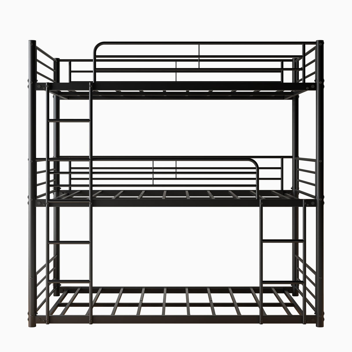 Bellemave Twin Triple Bunk Bed for 3, bunk Bed for 3 Person, 3 bunk beds for Kids/Adults/Teenagers, Black (Non-Removable) Bellemave