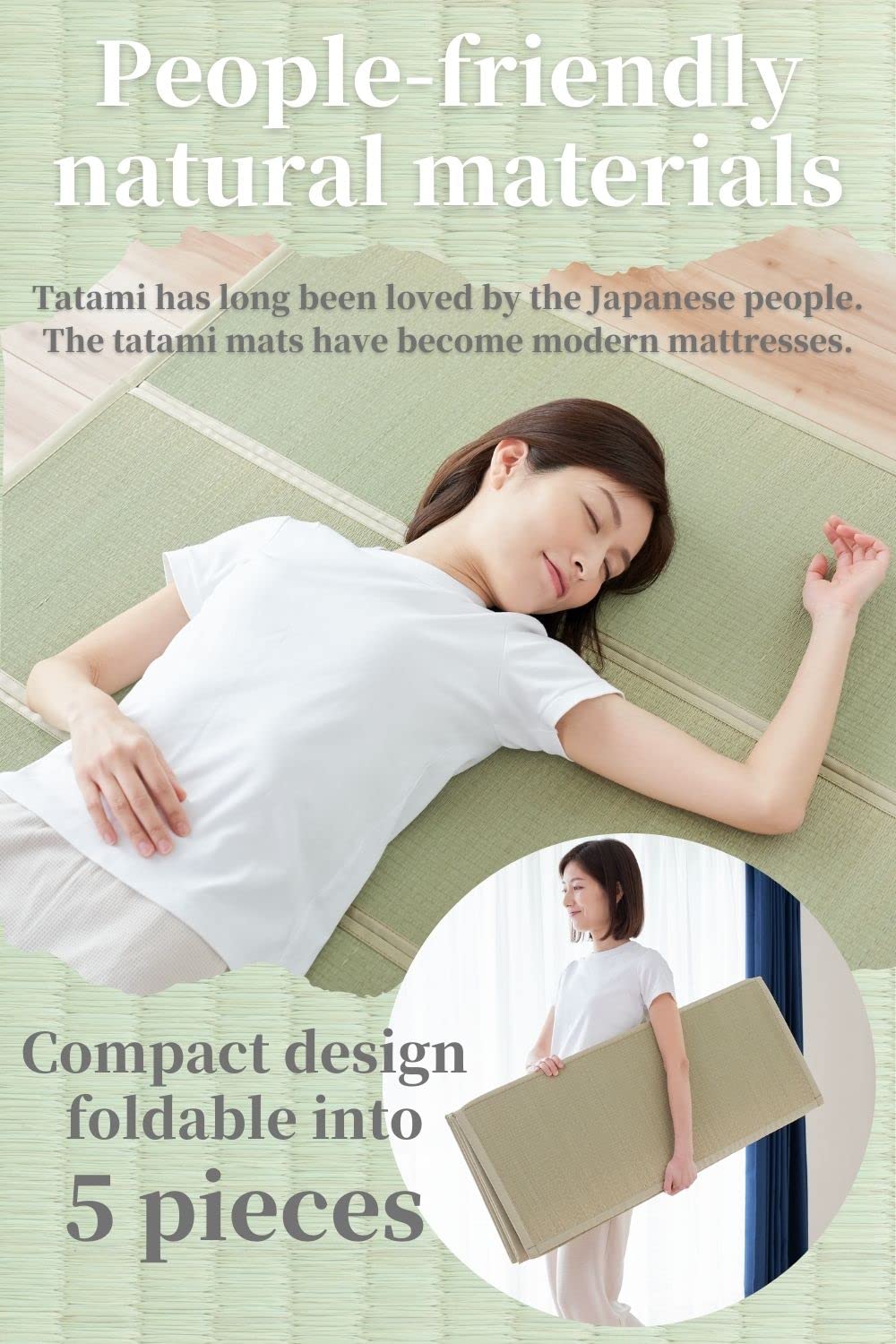 BJDesign Japanese Tatami Mat (Igusa Mattress), Foldable, Rush Grass, Floor Sleeping Japanese Futon Mattress Meditation Yoga Zen (Twin XL) BJDesign