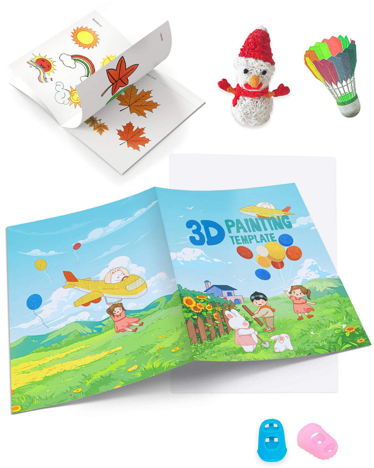 3D Pen Painting Drawing Book, Reusable Colored 40 Pattern Thick Paper Templates with Two Clear Plate, 3D Painting Graffiti Stencils for Kids DIY Gifts, Vomika Vomika