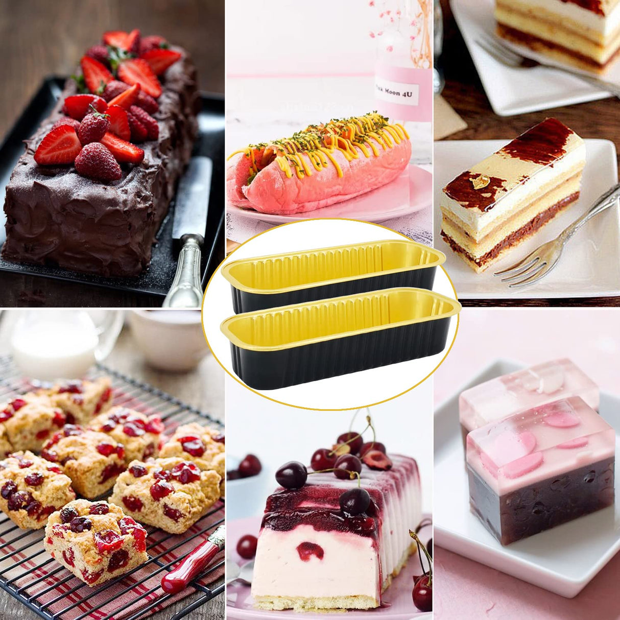 LNYZQUS Aluminum Foil Mini Loaf Pans With Lids 50 Pack, 6.8oz Rectangle Baking Cups Muffin Tins,Disposable Baking Tins Mini Baking Pans Holders For Mini Cake Bread -Black In Gold LNYZQUS