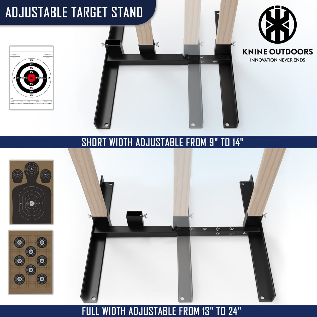 KNINE OUTDOORS Shooting Target Stand for Outdoors, Durable Paper Target Holder with Stable Adjustable Base for Paper Shooting Targets Cardboard KNINE OUTDOORS