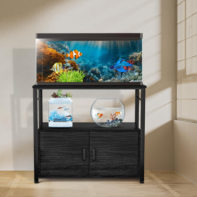 40-50 Gallon Aquarium Stand, Heavy Duty 760lbs Capacity, Metal Fish Tank Stand with Storage, Adjustable Feet, Double Storage Shelves, 31.5"x17.72"x27.56" Black