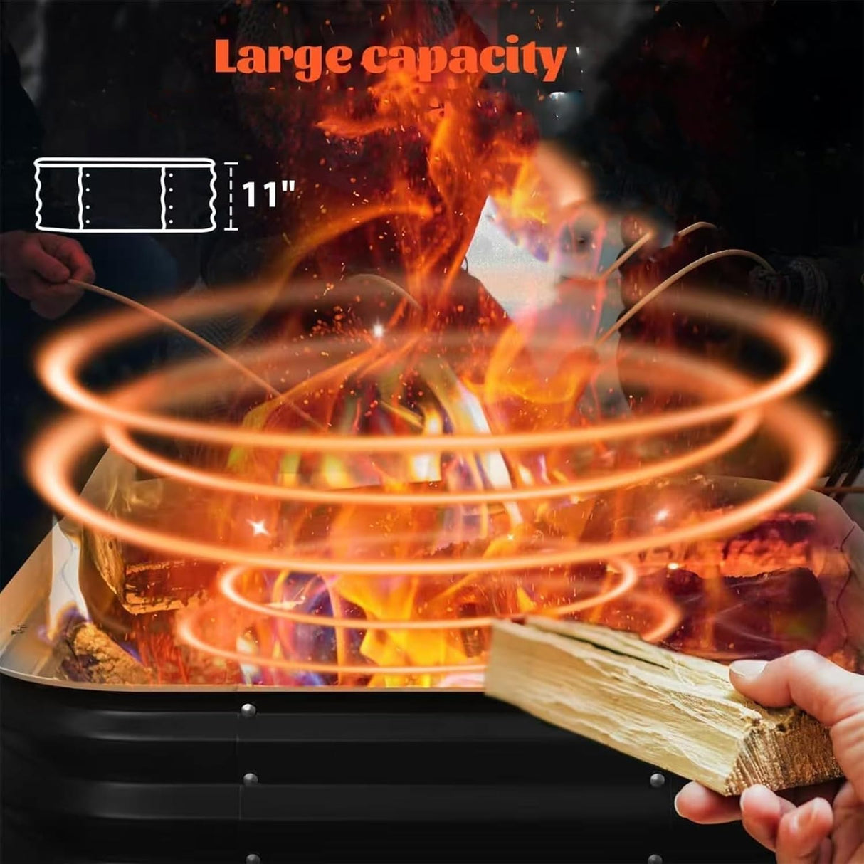 Fire Pit Ring - 48In Large Firepits for Outside,Wood Burning Durable Steel Fire Pit,Outdoor Fireplace Portable for Camping,Backyard,Bonfire,Patio-Square FCCRETA