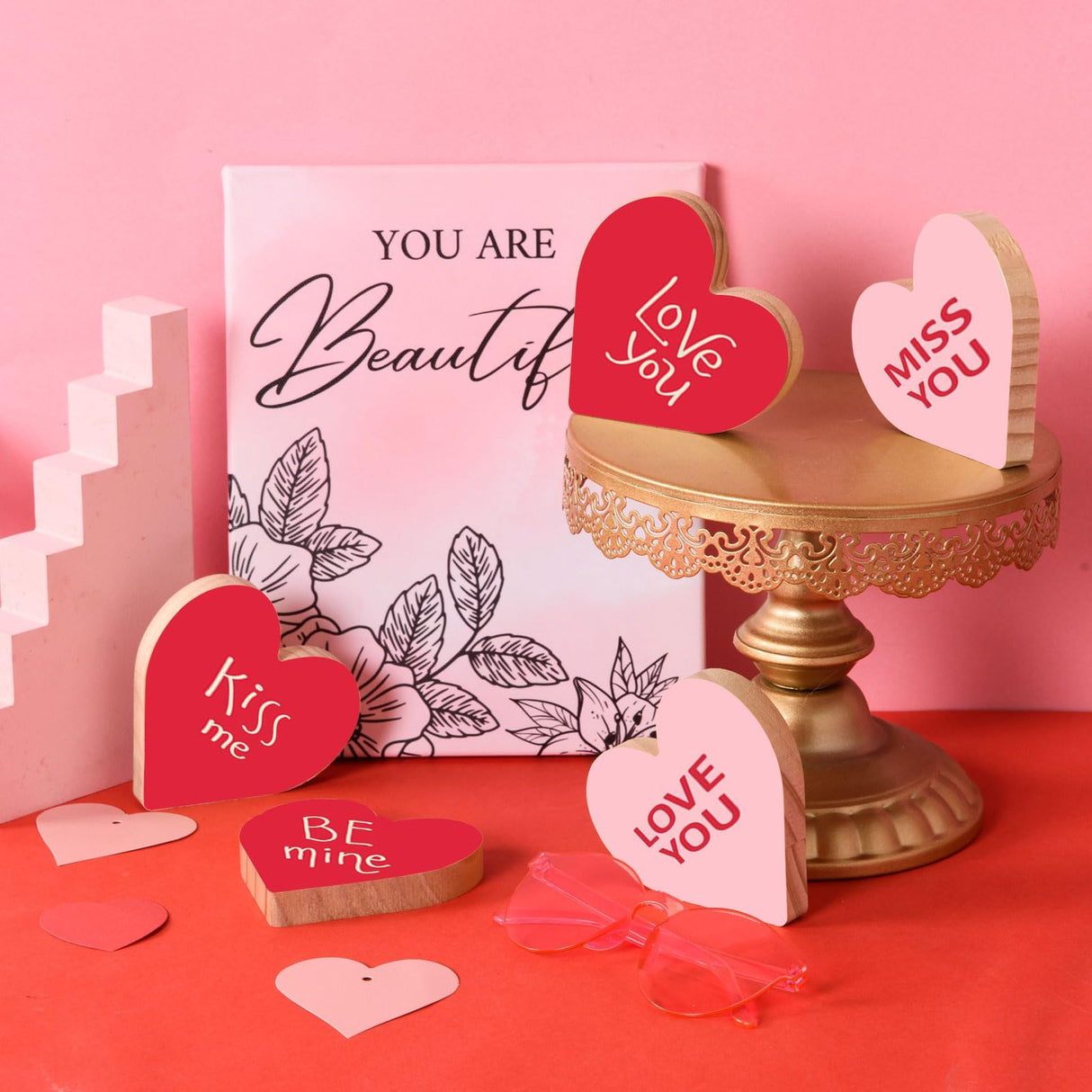 AWIZOM 12 Pcs Wooden Holiday Cutouts Unfinished Shamrock Heart Bunny Egg Shaped Table Sign Standing Wooden Centerpieces Unpainted Wood Blocks for DIY Crafts Valentine Day St.Patrick Day Easter Decors AWIZOM