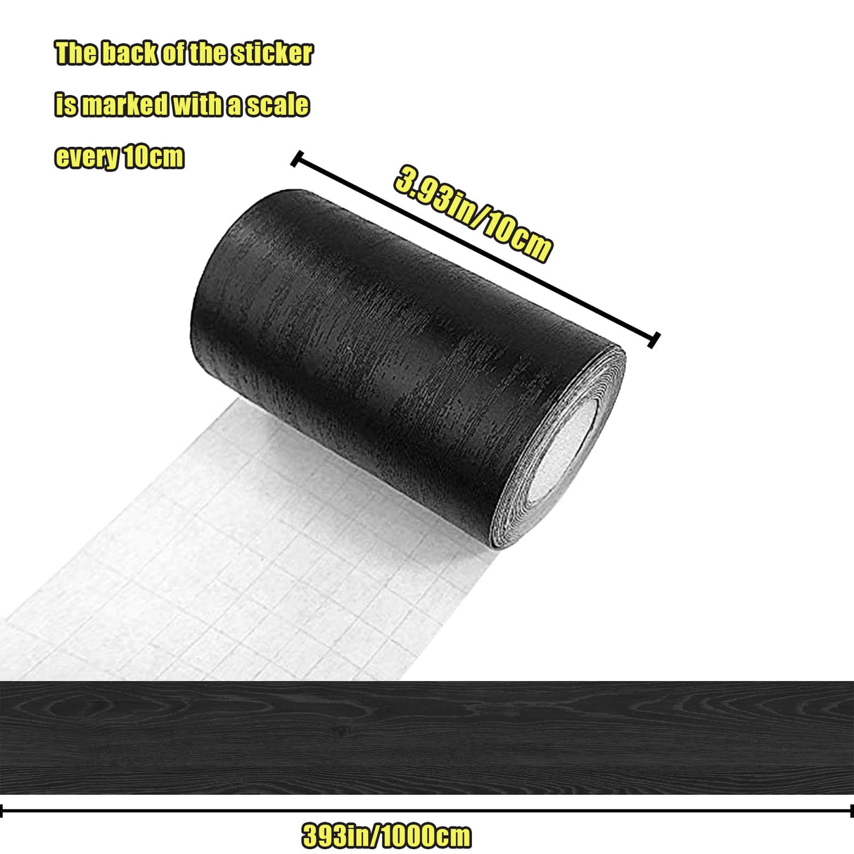 10M Black Wood Grain Removable PVC Waterproof Border Wall Decor Removable Self Adhesive Kitchen Bathroom Tiles Sticker Wallpaper 4.2x390 Teemall