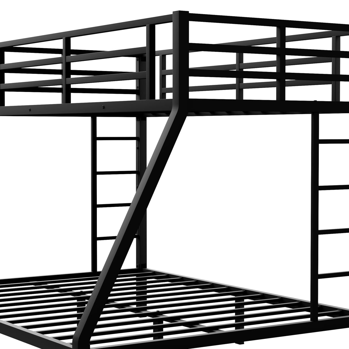 MERITLINE Twin XL Over Queen Bunk Beds for Adults and Teens, Heavy-Duty Metal Bunk Bed Twin Over Queen with 2 Ladders for Boys Girls,Space-Saving Bunk Bed,Noise Reduced,Black MERITLINE