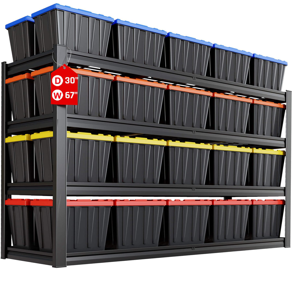 PMKES 67" Wide Garage Shelving Unit, 30" D Heavy Duty Garage Storage Shelves,3500 LBS Capacity, Industrial Adjustable Shelves for Basement,Kitchen,Warehouse PMKES