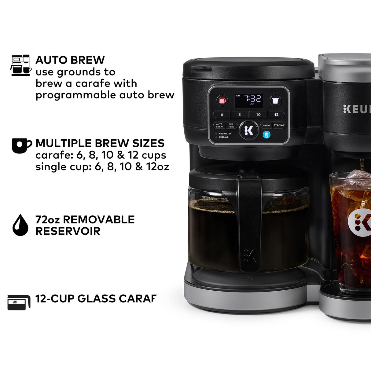 Keurig K-Duo Hot & Iced Single Serve & Carafe Coffee Maker, MultiStream Technology, 72oz Reservoir (Gen 2) Keurig