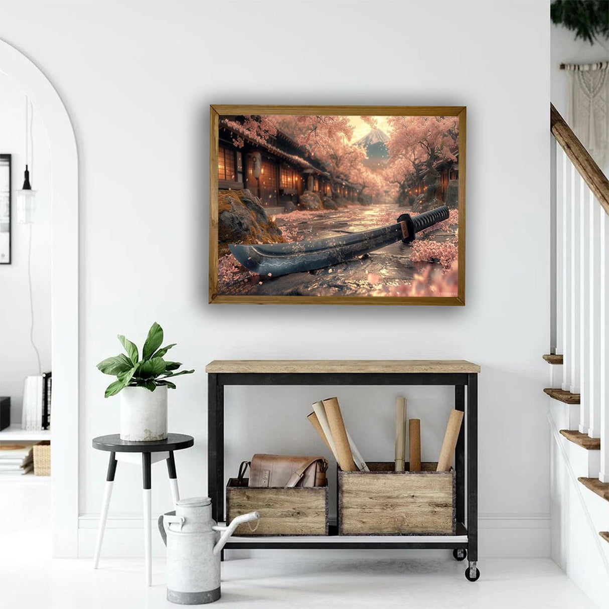 Diamond Painting Kits for Adults, 5D DIY Samurai Sword Diamond Art Paintng Cherry Blossoms Diamond Art, Full Drill Diamond Dots Gem Arts Crafts Paintings Kits, Home Wall Room Decor 12x16inch TUTUMAY21