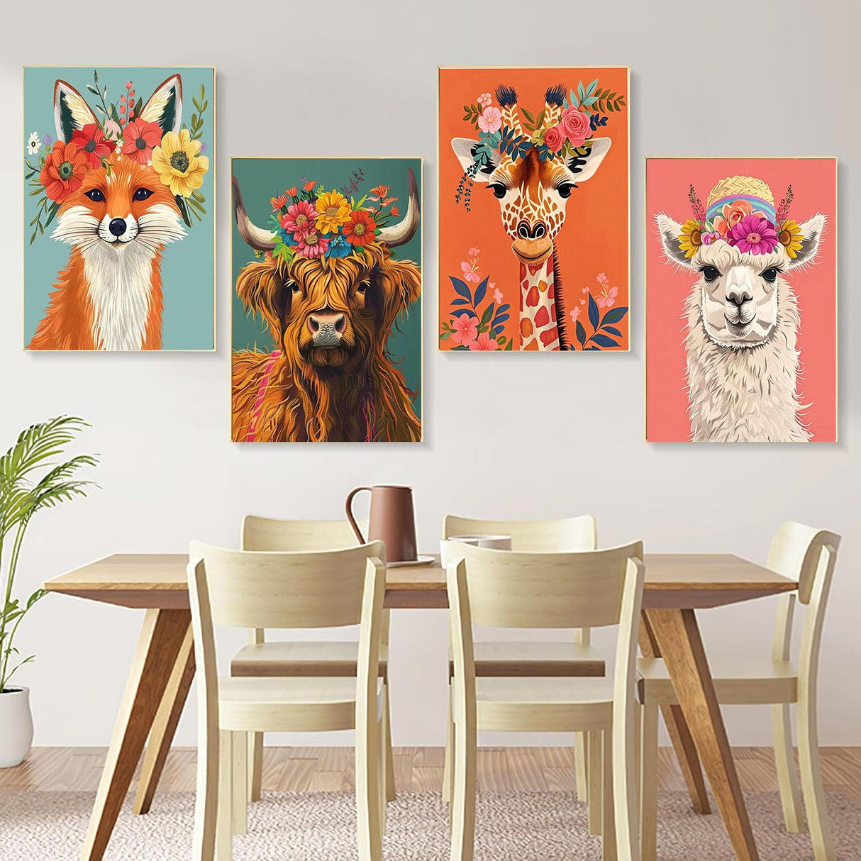 4 Pack Paint by Numbers kit for Adults with Frame and Wooden Easel, Animals Paint by Number Canvas, Easy Paint by Numbers Kit for Adults Beginner Home Wall Decor Gift (8x12 inch) bleihum