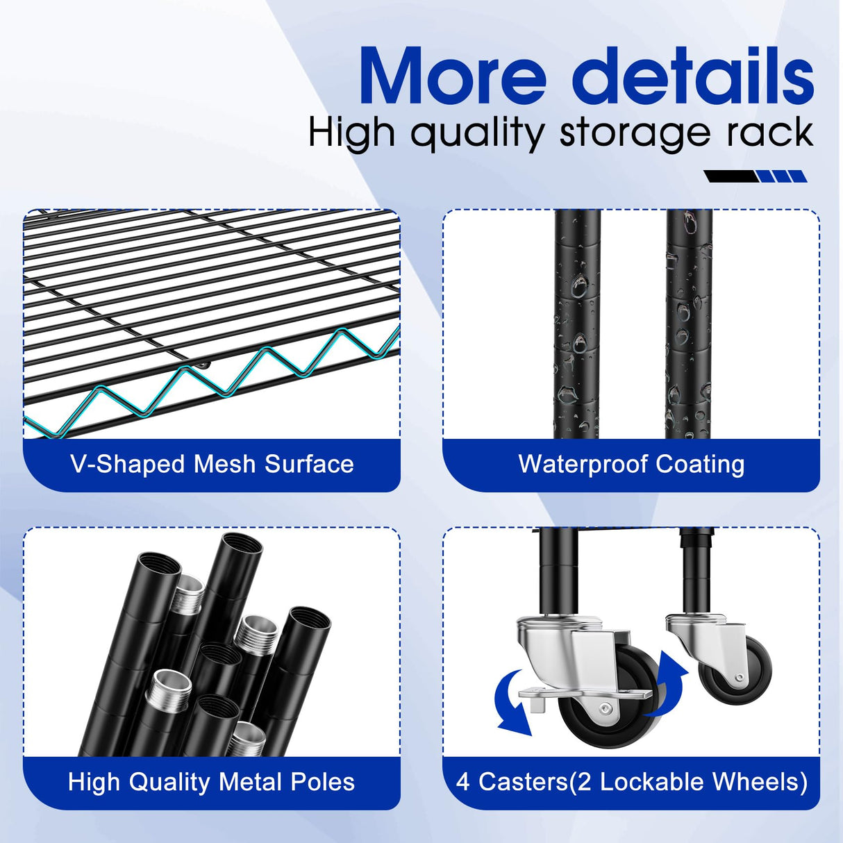 Homtell Adjustable 6-Tier Heavy Duty Wire Shelving Rack, 14" D x 24" W x 71" H Storage Shelves with Wheels, 750 lbs Capacity Rolling Metal Shelving for Garage, Pantry, Kitchen, Closet Homtell