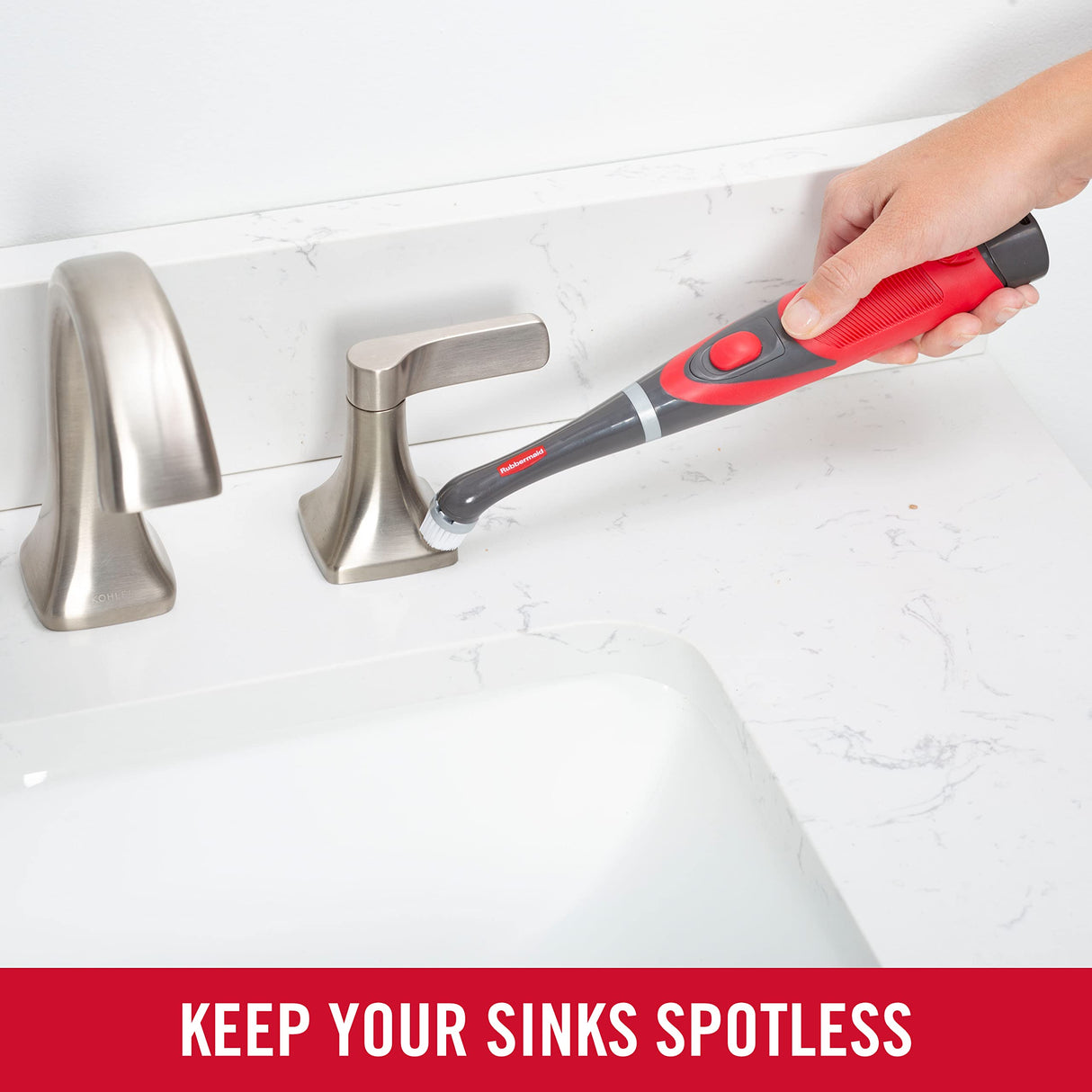 Rubbermaid Reveal Power Scrubber 18-Piece Kit, Cordless Electric Battery Powered Scrub Brush, Water Resistant, for Home/Kitchen/Bathroom/Grout/Tile/Shower/Tub Rubbermaid