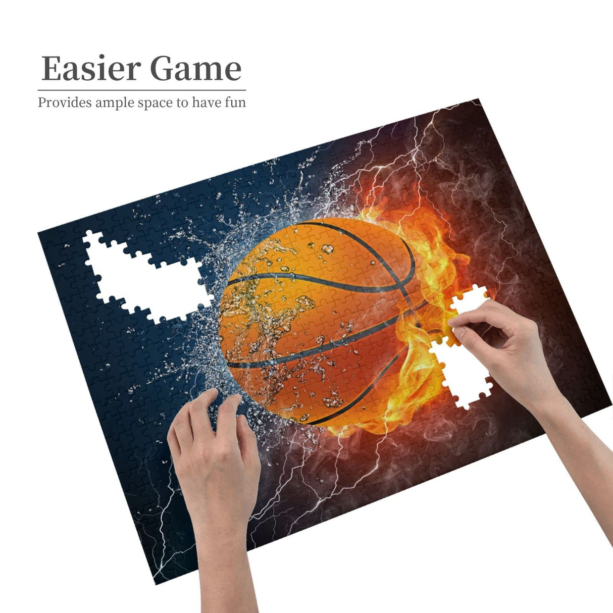 Wooden Jigsaw Puzzles 500 Piece Basketball Fire Intellective Game for Teens Modern Stylish Nice Collection Home Decoration Futterya
