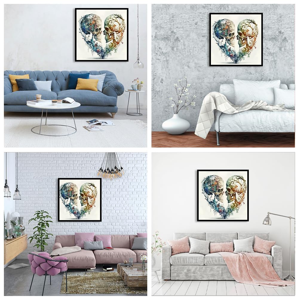 JFYHAB Diamond Painting Kits for Adults DIY 5D Love Diamond Art Paint with Round Diamonds Full Dril Gem Skull Art Painting Kit for Home Wall Decor Gifts 12x12inch JFYHAB