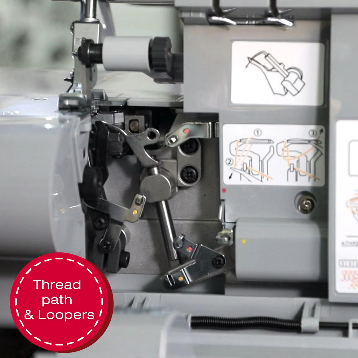 SINGER X5004-HD Metal Frame Serger & Overlock Machine | 2-3-4 Stitch Capability, 8 Built-In Stitches, 1300 Stitches per minute, Adjustable Differential Feed & 2 LED Lights (Grey/Blue) SINGER