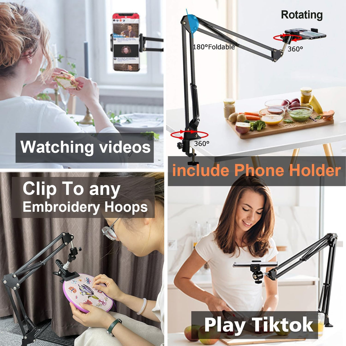 Hand Embroidery Hoop Holder Adjust Embroidery Hoop Stand Metal Embroidery Lap Stand Folding Hand Embroidery Stand Lap Cross Stitch Stand Hands, Suitable for Embroidery Hoops Femeoum