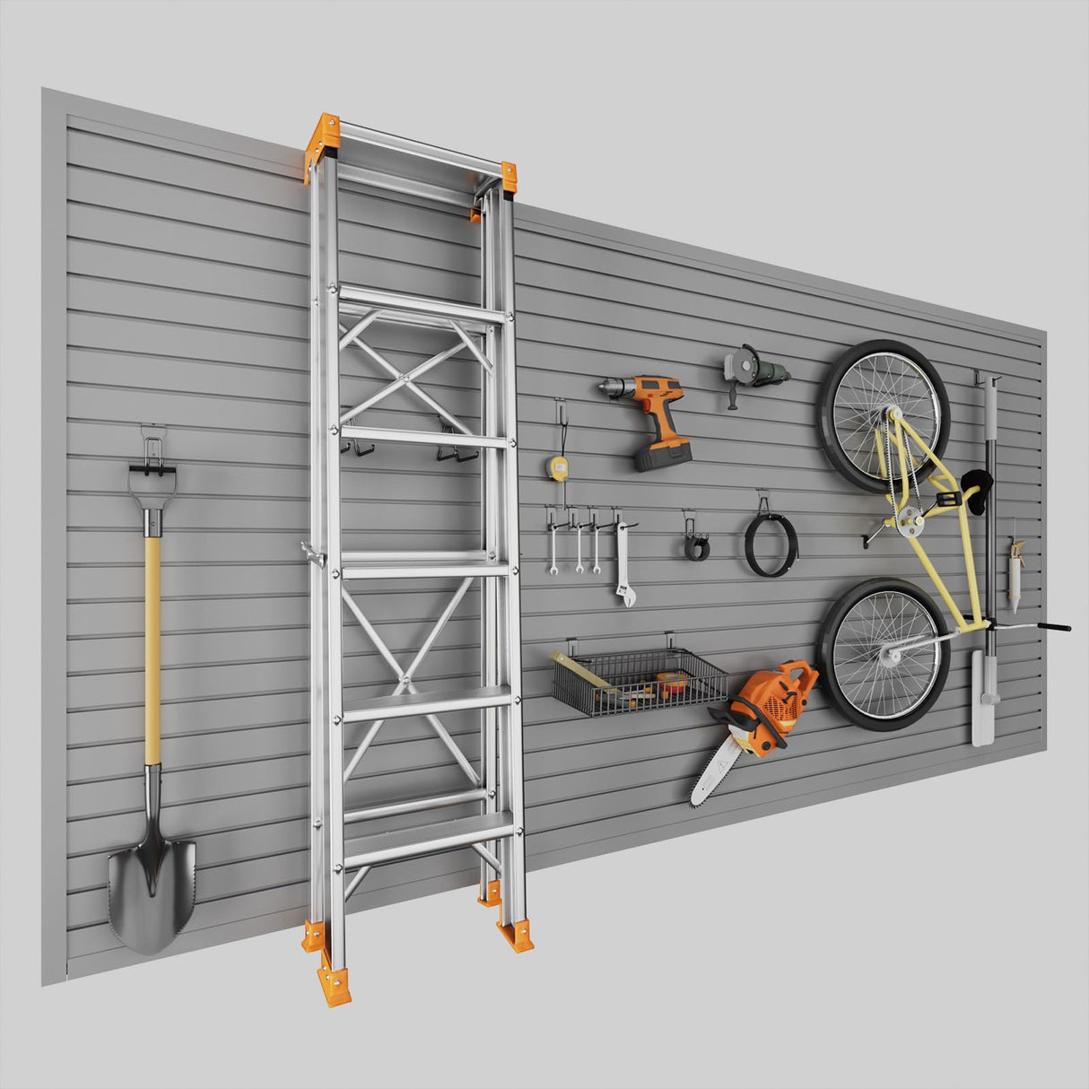 Ginchain 4 x 8 FT Slatwall Panel Garage Wall Organizer, Heavy Duty Slat Wall Paneling Sheets, Interlocking PVC Panels, Garage Slatwall for Tool Organization Mounted Storage Systems Ginchain