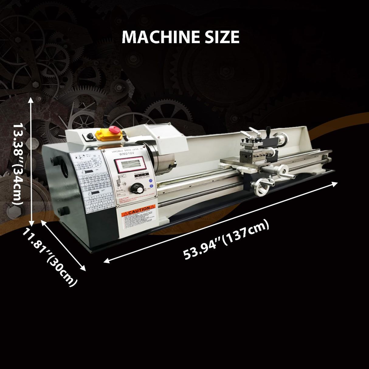 EQCOTWEA Metal Lathe 8''x39'' Benchtop Lathe Machine Pricision Hobby DIY Table Lathe Industrial Metal Wood Working Spinning Horizontal Lathe 1100W Brushless Motor 50-2500RPM Inch Thread WM210V 110V EQCOTWEA