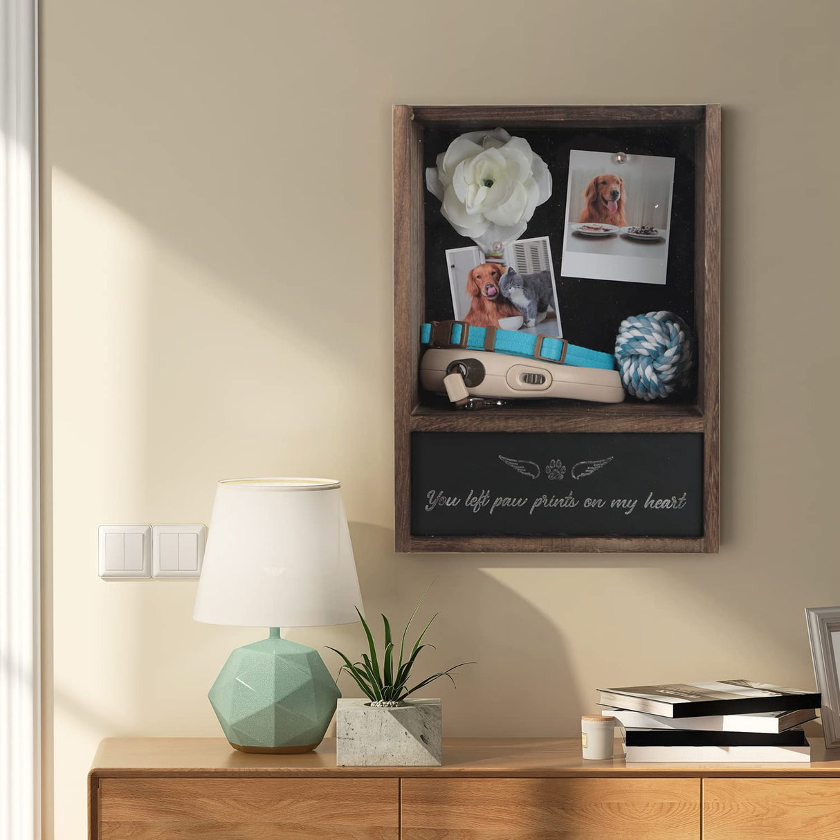 J JACKCUBE DESIGN Pet Memorial Shadow Box, Memorial Gift Frame Pet Urn for Ashes Display Case for Dogs & Cats Remembrance Memory Keepsake -MK1077A J JACKCUBE DESIGN