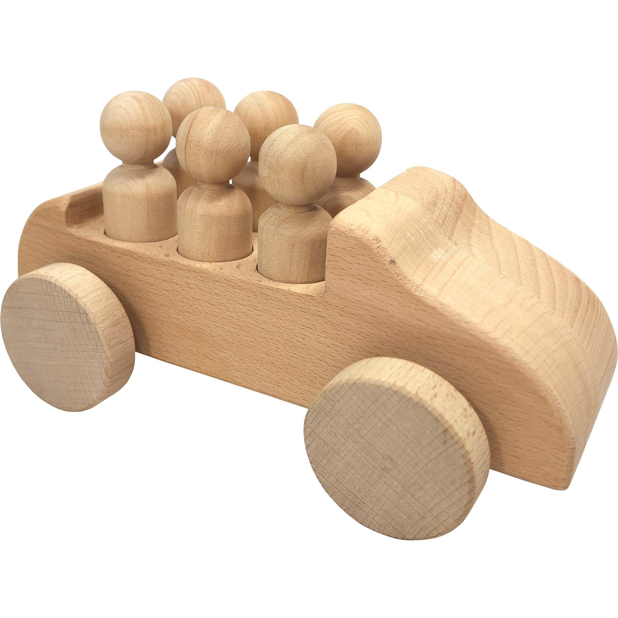 Adventure Awaits Large Wooden Toy Car Unpainted Unfinished with Removable Figures | Montessori Arts Craft Activity Adventure Awaits!
