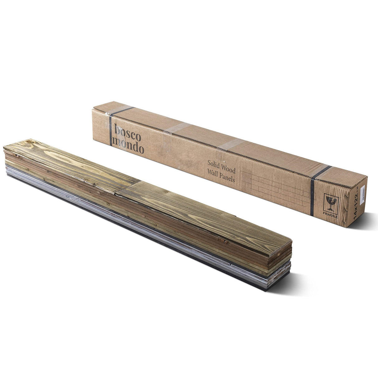 BoscoMondo Barnwood Wall Planks, Rustic Solid Wood Panels, Accent Wall Decor, 14 Square feet - 48" Long - 3.5" Wide Boards BoscoMondo