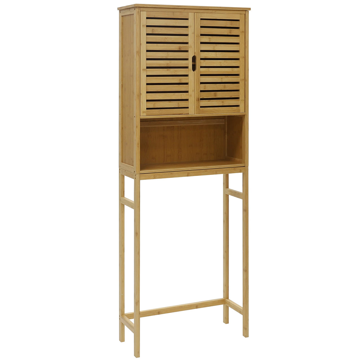 VEIKOUS Bamboo Over The Toilet Storage Cabinet, Bathroom Space Saver, Over The Toilet Rack with Adjustable Shelf, Natural Color VEIKOUS