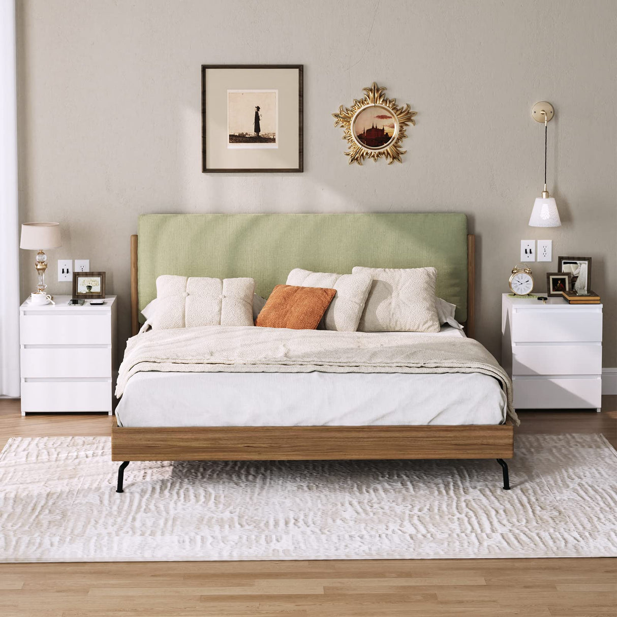 FOTOSOK White Nightstand with 3 Drawers, White Bedside Table Night Stand for Bedroom with Cut-Out Handle, Sofa Side Table 3 Drawer Nightstand for Bedroom, 17.7W*15D*21.7H FOTOSOK