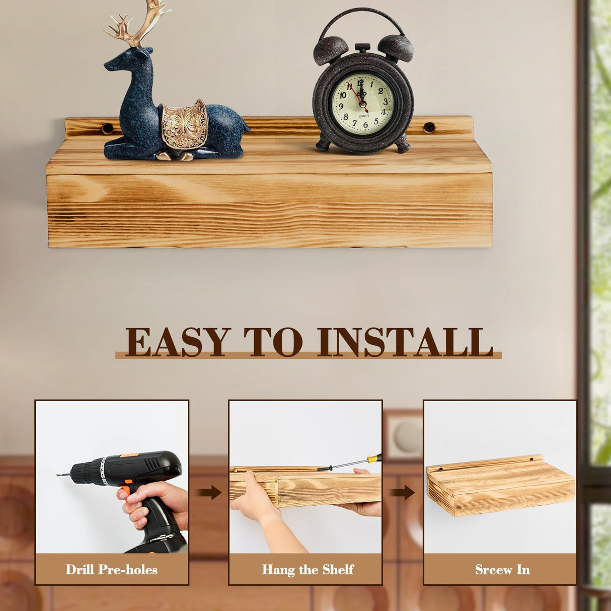 Hidden Gun Storage Shelf-14.4" x 7.7" x 2.75" Rustic Concealment Shelf Concealment Compartment Furniture Hidden Gun Safe Wall Decor for Home Security, Oak Color Dononr