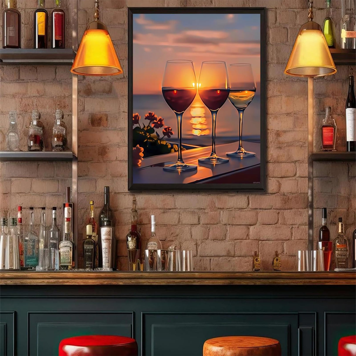 EATUKYIC Diamond Painting Kits Glasses of Wine at Sunset Diamond Art Kits for Adults Wine Painting Crafts Home Wall Decor DIY 5D Gem Art Perfect for Relaxation 12x16 inch EATUKYIC