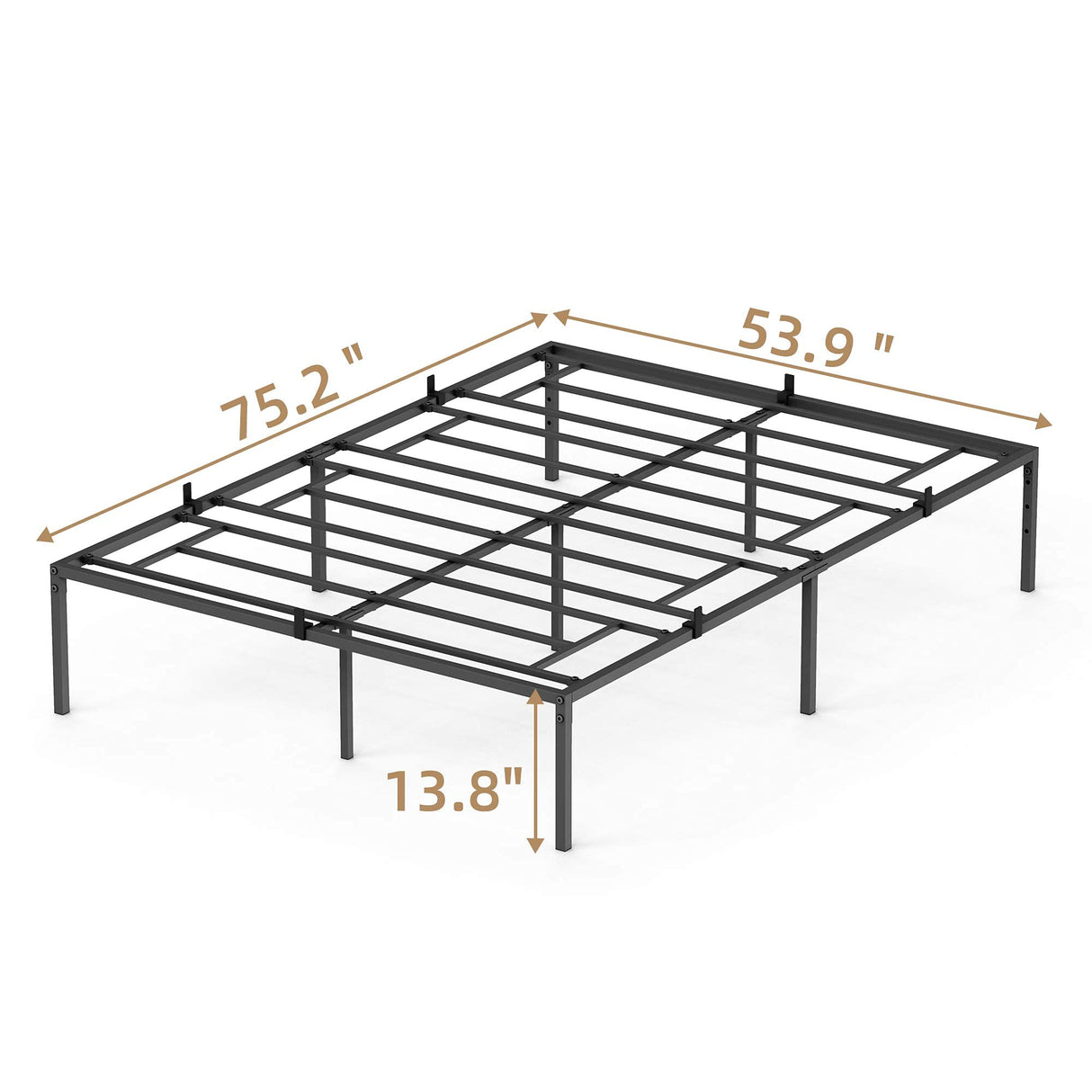 coucheta Full Metal Platform Bed Frame with Sturdy Steel Bed Slats,Mattress Foundation No Box Spring Needed Large Storage Space Easy to Assemble Non-Shaking and Non-Noise Black (Full) coucheta