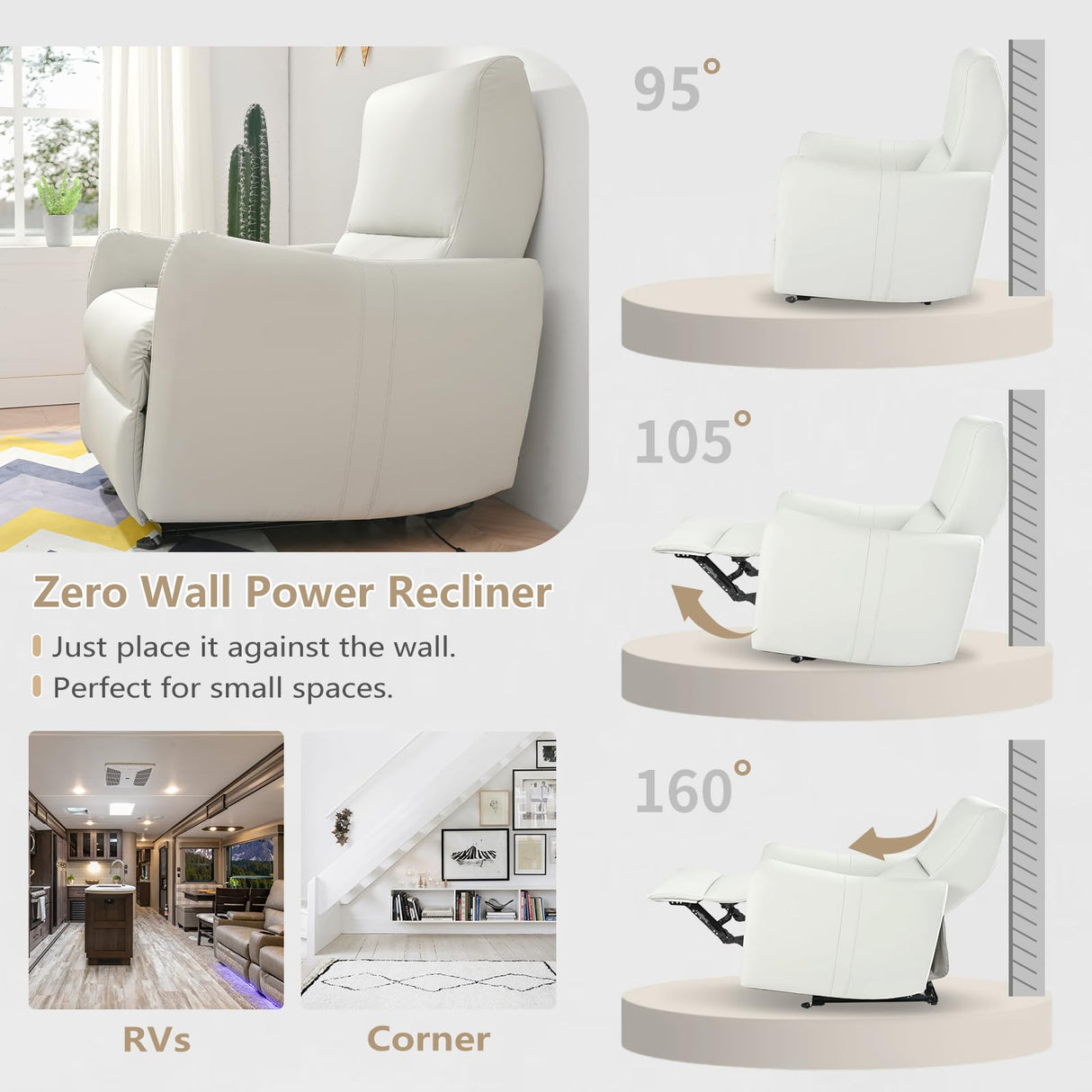 cinkehome Wall Hugger Power Recliners for Small Spaces, Electric Recliners with USB, Modern RV Recliner Chair for Living Room, Apartment cinkehome