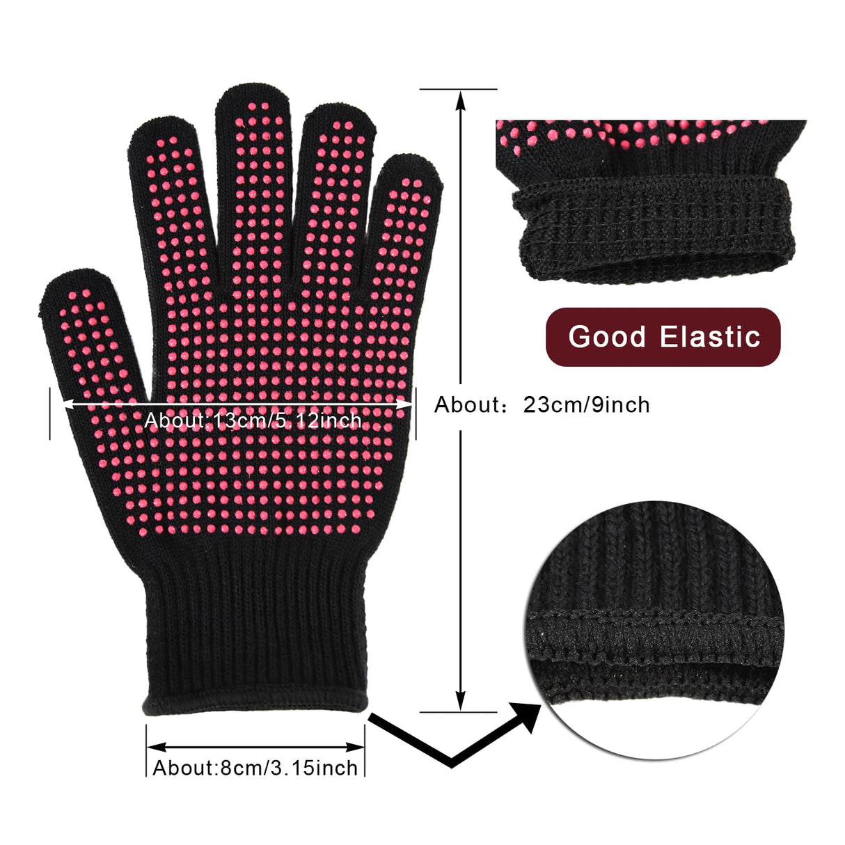 YANTAISIYU 2-Pack Heat-Resistant Gloves with Silicone Bumps Heat Blocking Gloves for Curling Hair Styling YANTAISIYU
