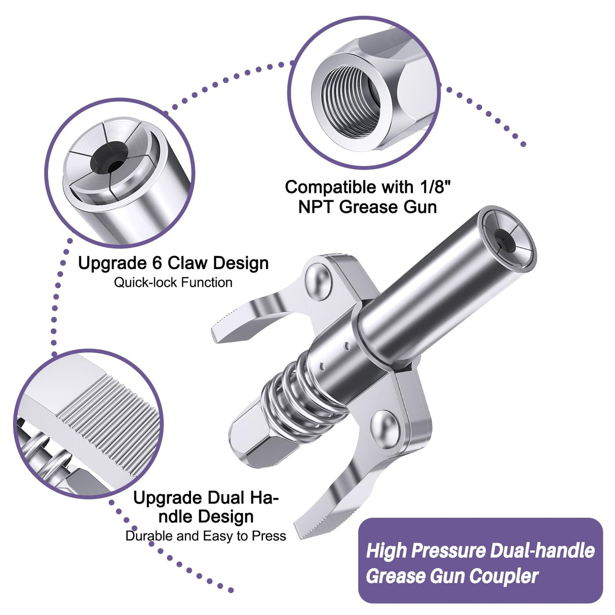 GATTLELIC 8000 PSI Heavy Duty Grease Gun Kit - 14oz with Flex Hose, Sharp Nozzle, Extension Pipe & Coupler, Red GATTLELIC