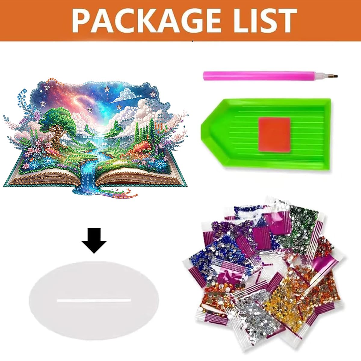 DIY Diamond Desktop Decoration Waterfall Magic Book, Crystal Diamond Art Painting Desktop Decorations Single Side, Diamond Decoration Suitable For Adult Beginners Home Office Decoration Crafts Gifts hospitian