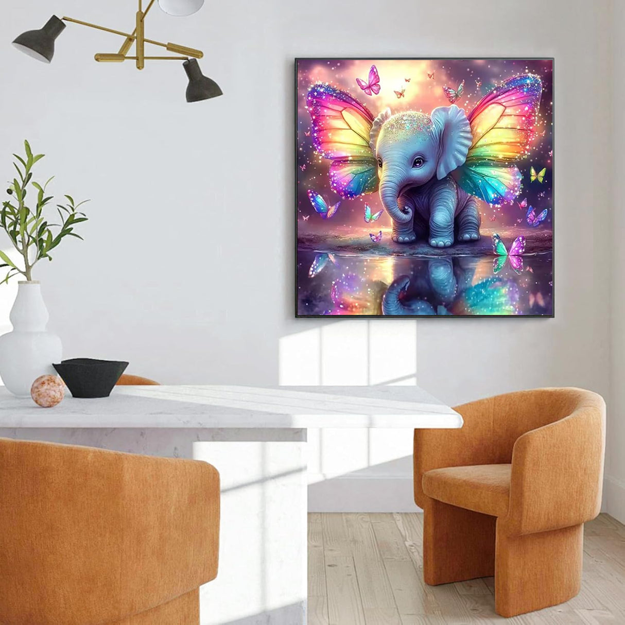 EIBEILI 5D Diamond Painting Kits for Adults, Animal Elephant Full Drill Diamond Art Kits for Beginner,DIY Butterfly Round Diamond Dots for Adults Gem Art Home Wall Decor 14x14 Inch EIBEILI