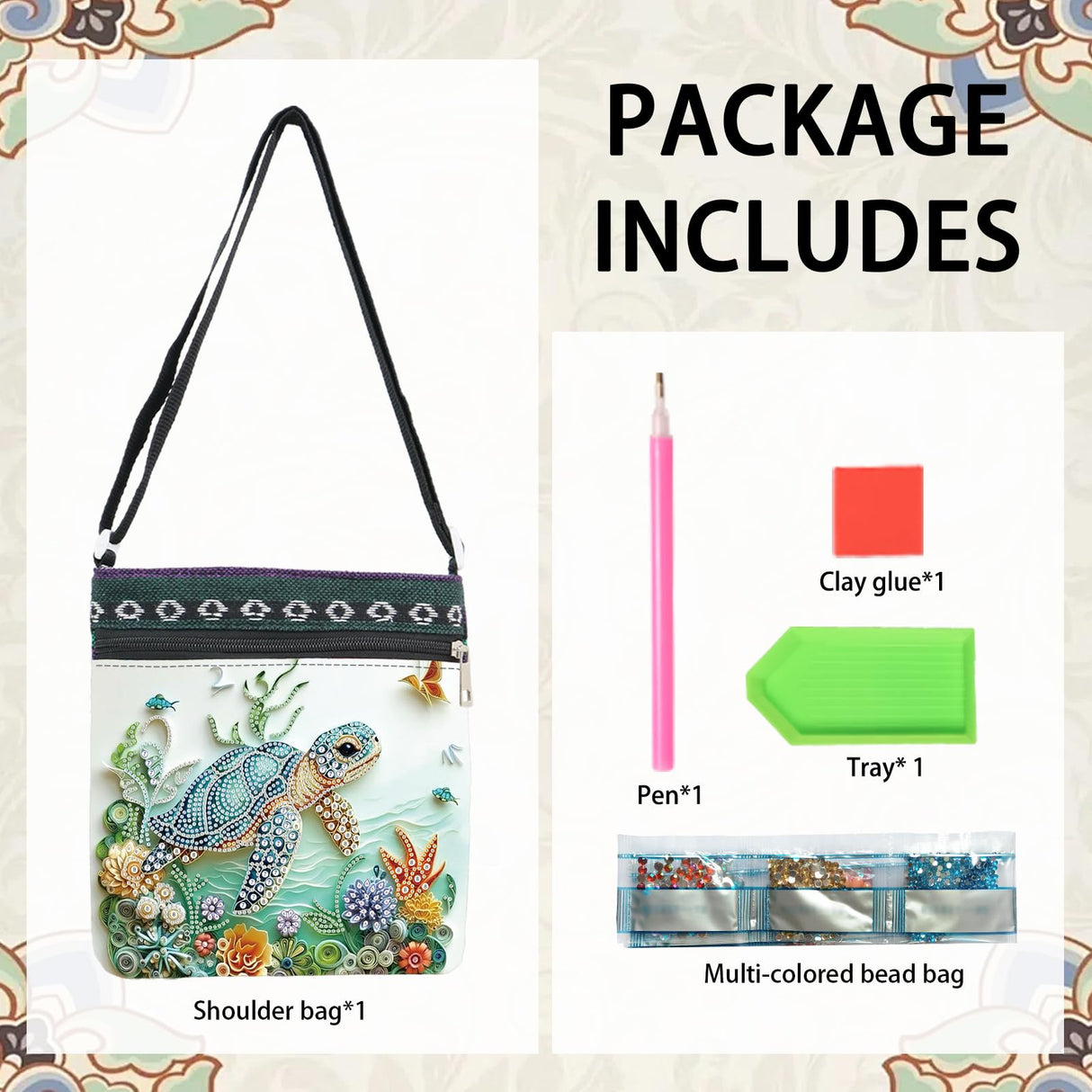 5D Diamond Painting Shoulder Bag – DIY Sea Turtle Design with Special Shaped Crystals, Partial Drill Diamond Art Bag Craft Kit for Adults, Stylish Handmade Crossbody Tote for Everyday Use & Gifts antor