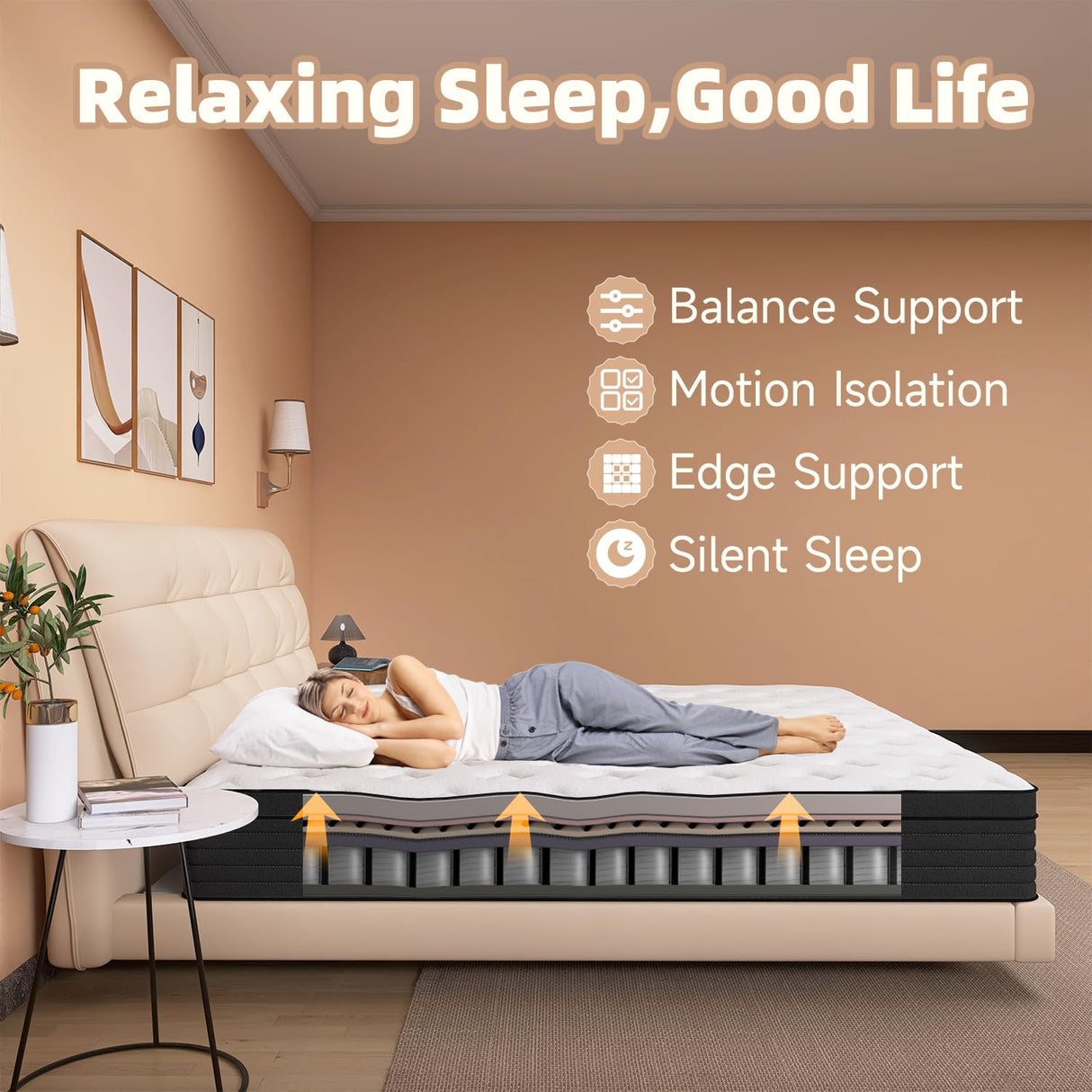 AICEHOME Full Mattress, 10 Inch Individual Pocket Springs with Gel Memory Foam, Medium Firm Mattresses in a Box, Hybrid Full Size Mattress with Pressure Relief 75" L x 54" W x 10" T AICEHOME