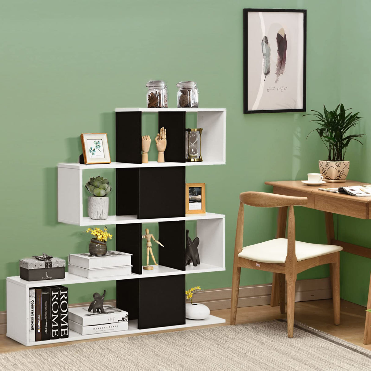 Tangkula 8 Cubes Bookshelf, Modern Ladder Corner Bookcase, 8-Cube Open Stepped Storage Bookcase, 5-Tier Display Shelf for Home Office, 47 x 8 x 43 Inch, Living Room Divider Booksheif Tangkula
