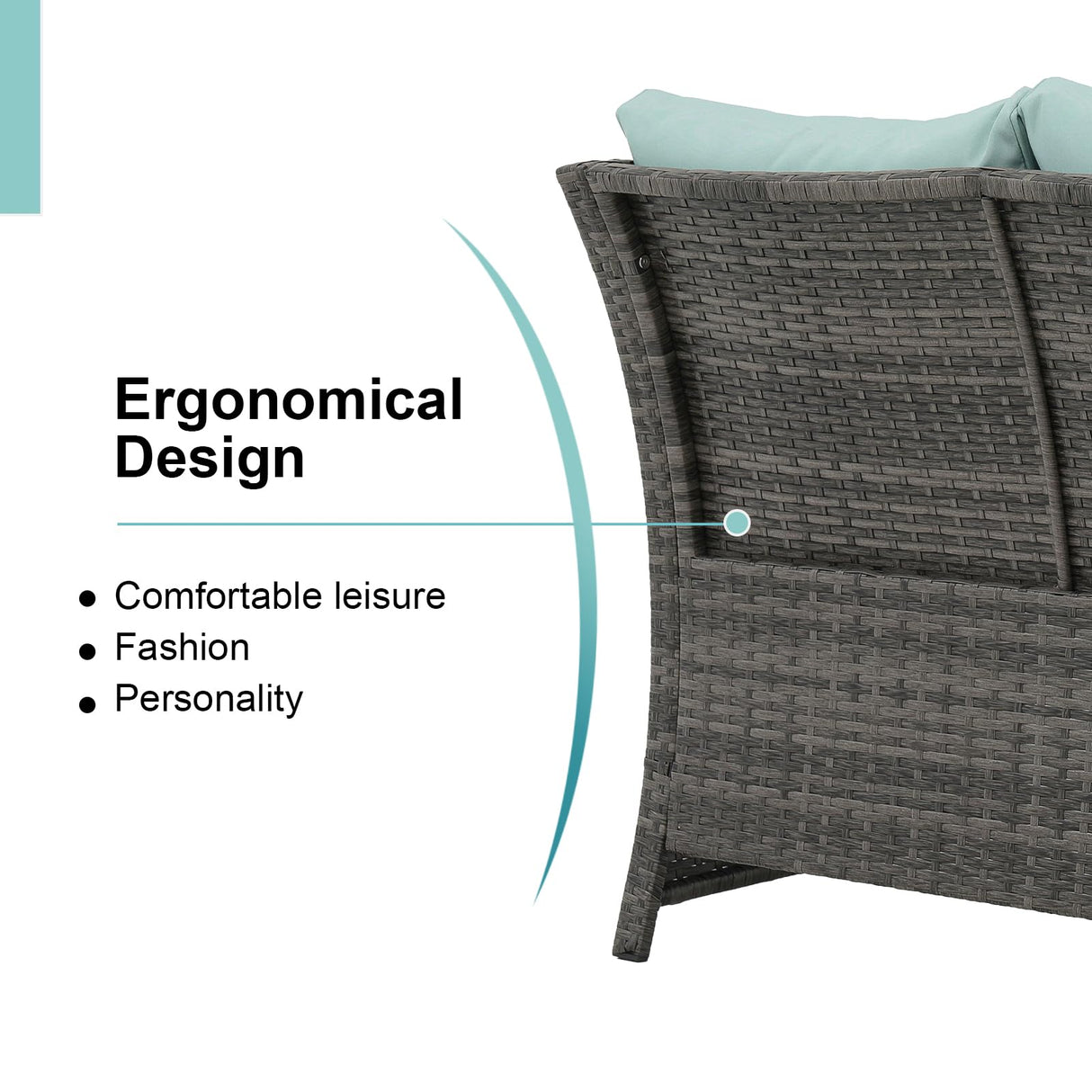 OC Orange-Casual 2-Piece Outdoor Patio Furniture Wicker Love-seat and Coffee Table Set, with Built-in Storage Bin, Grey Rattan, Green Cushions OC Orange-Casual