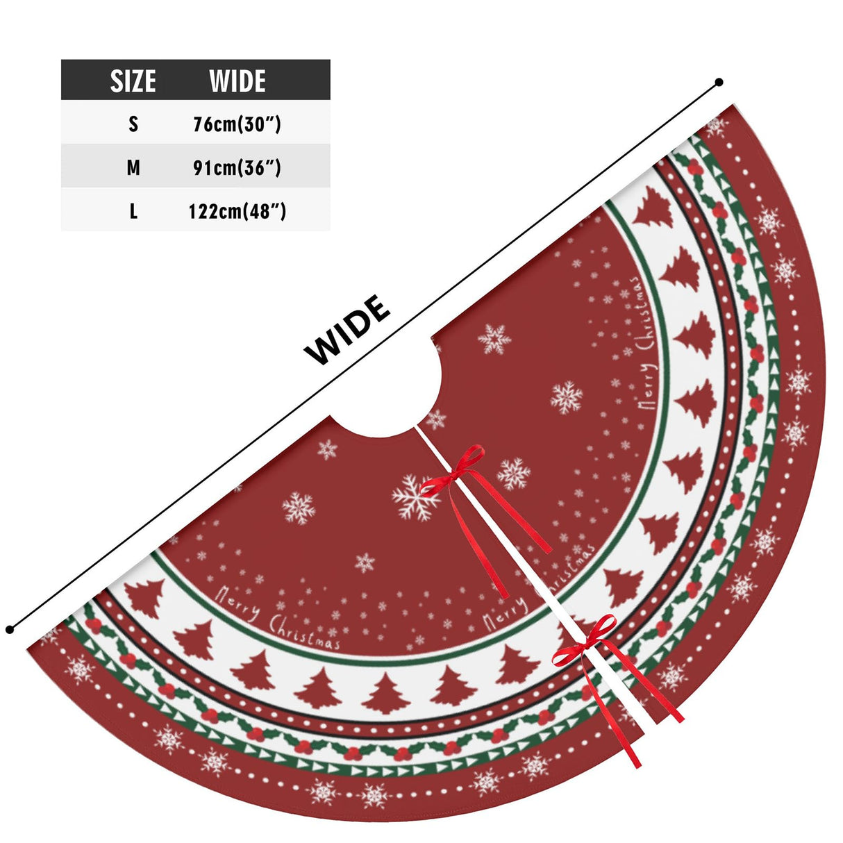 Christmas Tree Skirt 48 Inches, Red and Green Xmas Tree Mat with Winter Snowflake for Christmas Decorations Holiday Party Indoor Outdoor Home Decor (Red and Green) BULINGLY