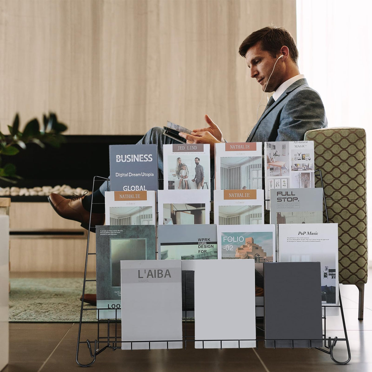 Gejoy 6 Tiered Book Display Rack Wire CD Display Rack Book SigningTabletop Magazine Countertop Holder Retail Literature Brochures Holder(Black) Gejoy