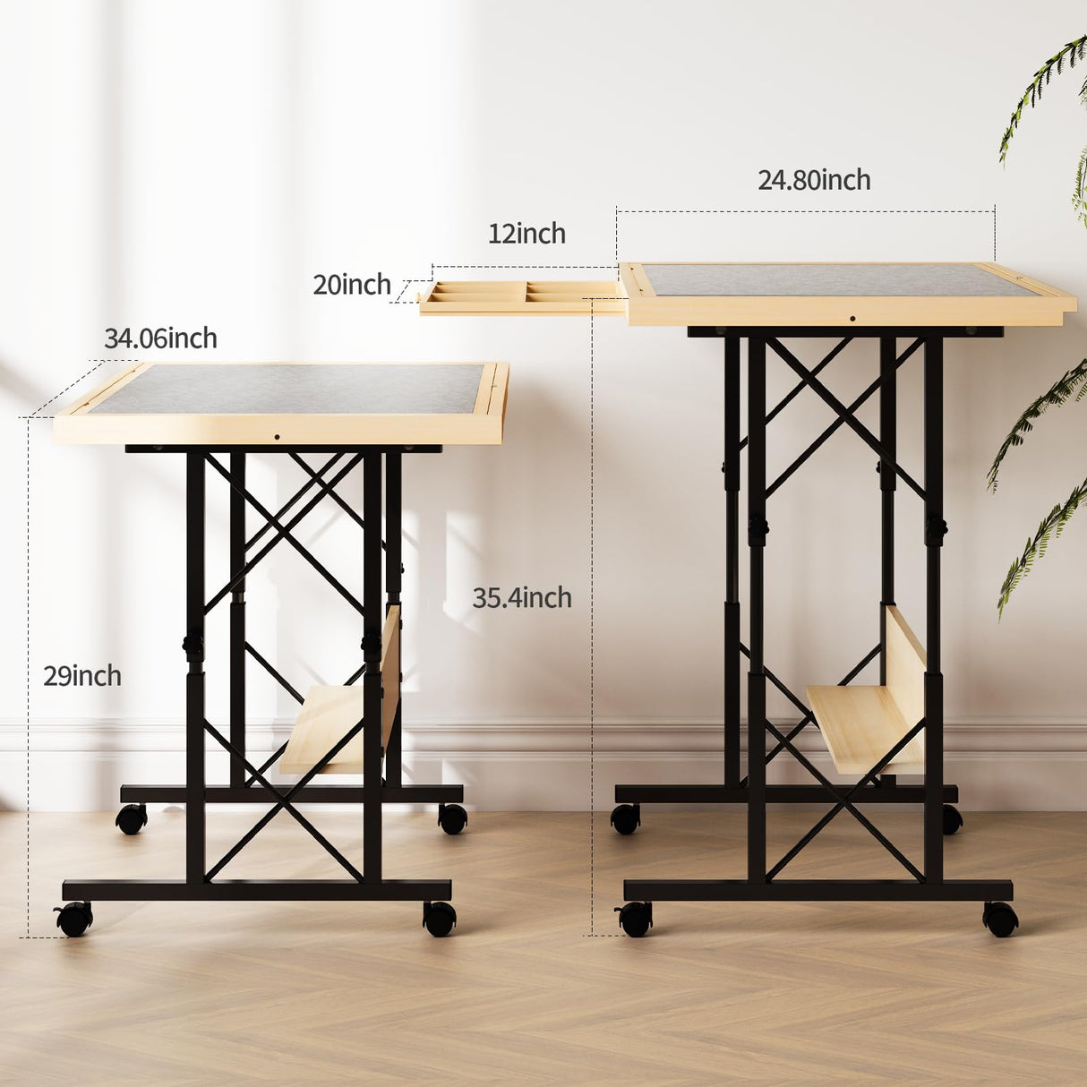 1500 Piece Jigsaw Puzzle Table with Legs for Adults, 5-Tilting-Angle & Height Adjustable Table with Draws, Wooden Puzzle Board with Extended Support Bar & 4 Wheels Easyego