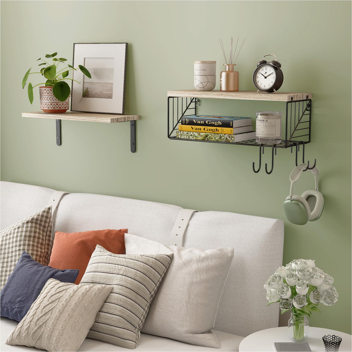 Fixwal Bathroom Floating Shelves Over Toilet Wall Shelves Set with Towel Storage Rack for Bathroom Organization & Wall Decor(Rustic Brown) Fixwal