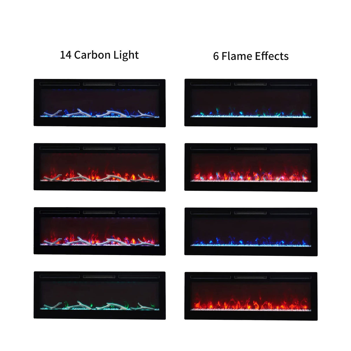 EDYO LIVING 50 inches Electric Fireplace Recessed and Wall Mounted Electric Fireplace Heater and Linear with Timer, Remote Control, Adjustable Flame Color EDYO LIVING