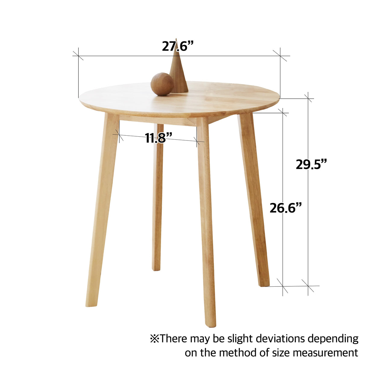 Livinia Canberra 27.6" Round Wooden Dining Table/Small Mid Century Modern Malaysian Oak Kitchen Table (Natural-Oak) Livinia