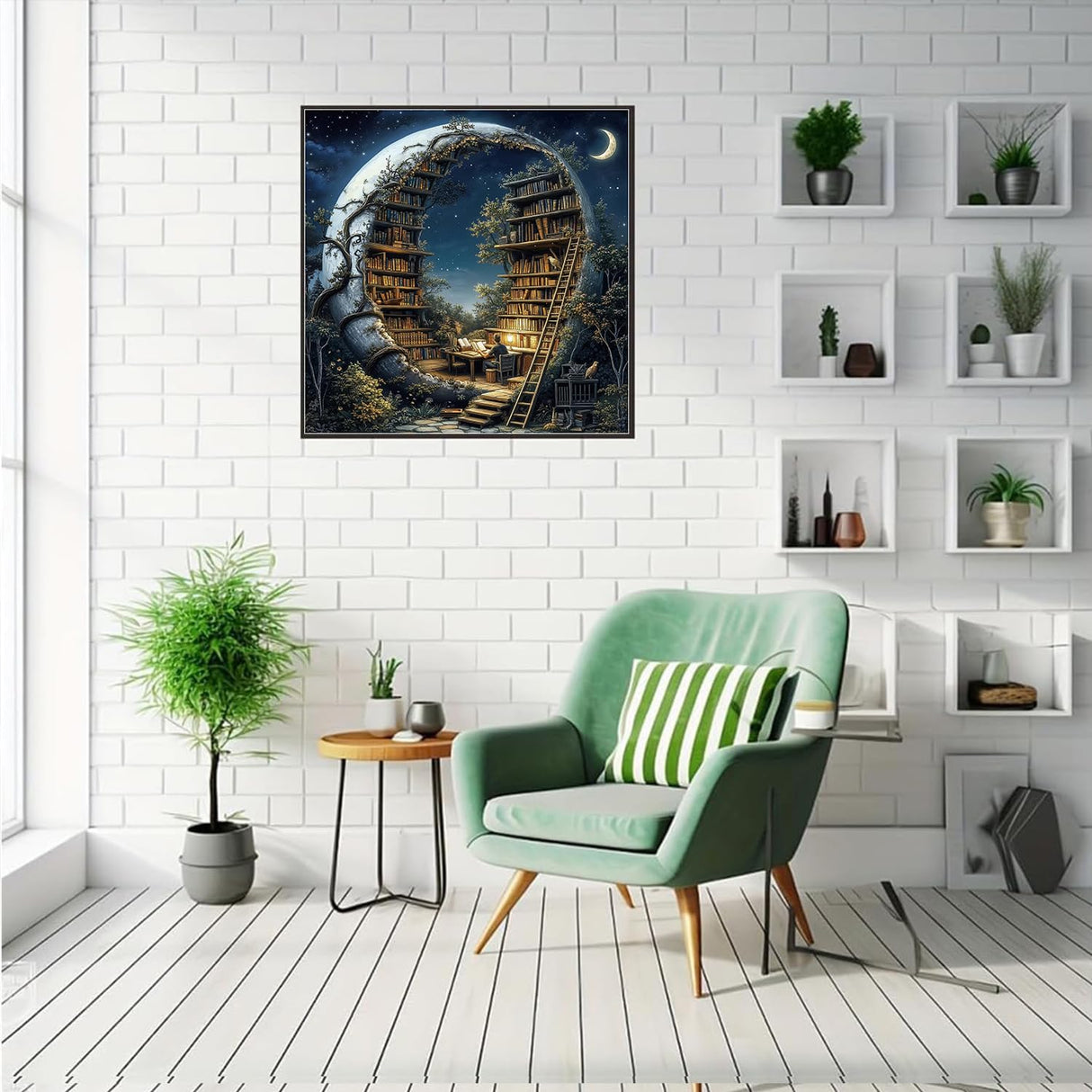 DAZZLEDOTS Diamond Art Kits for Adults, Book Forest Diamond Painting 5D Magic Moon Library Diamond Art Kits for Beginners DIY Full Drill Paint by Diamonds Dot Gem Art for Home Wall Decor 13.8x13.8inch DAZZLEDOTS