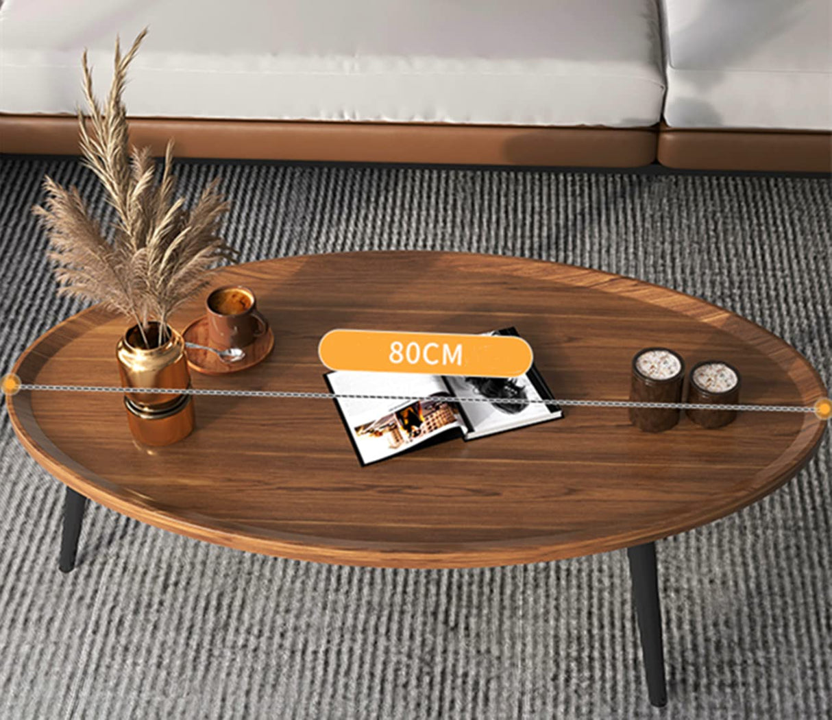 Wooden Coffee Table Rustic Nesting Tables Oval Walnut Coffee Table Modern Sofa Table End Tables for Living Room Home Office Coffee Shop Cavent